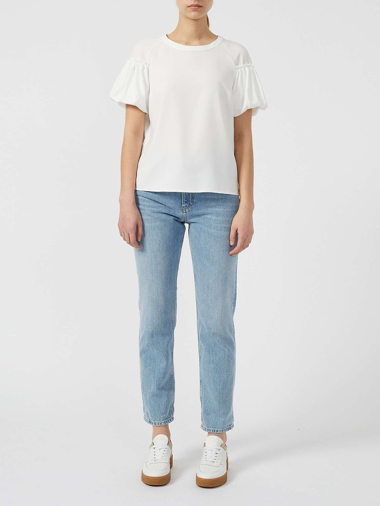 Buy French Connection Crepe Sleeve Detail Top, Summer White Online at johnlewis.com