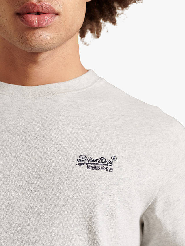 Superdry Organic Cotton Vintage Logo Long Sleeve T-Shirt, Glacier Grey Marl