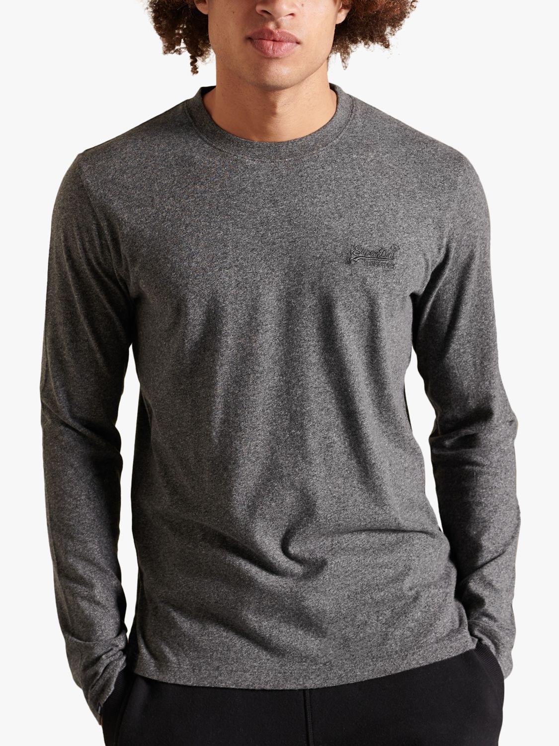 Organic Cotton Vintage Long Sleeve T-Shirt, Grey Black Twist at John Lewis & Partners