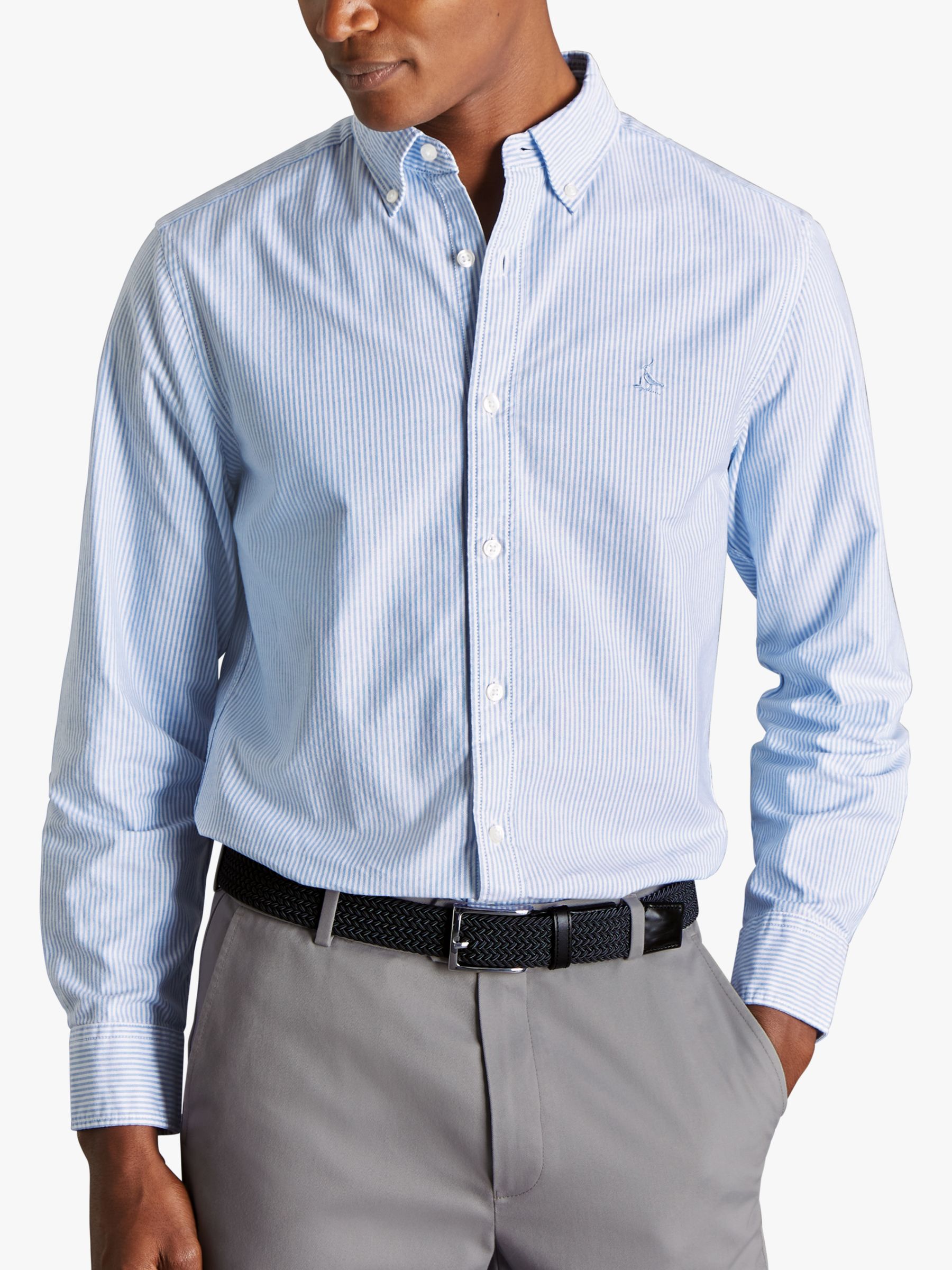 Charles Tyrwhitt Button-Down Collar Washed Oxford Stripe Slim Fit Shirt ...