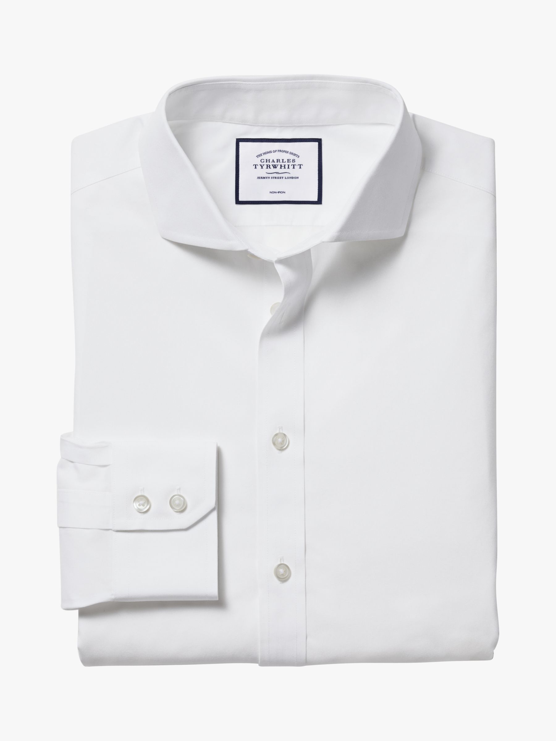 Charles Tyrwhitt Cutaway Collar Non-Iron Poplin Slim Fit Shirt, White, 14.5 33