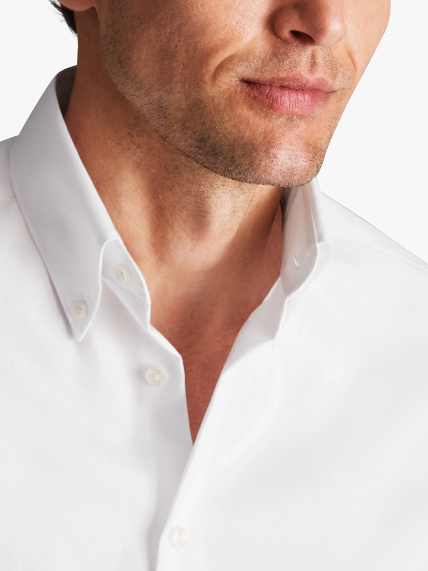 Charles Tyrwhitt Button-Down Collar Non-Iron Slim Fit Shirt, White, 15.5 34
