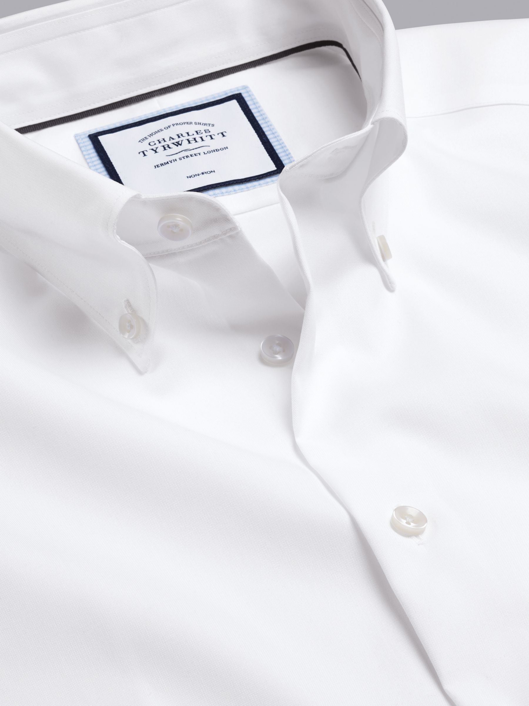 Charles Tyrwhitt Button-Down Collar Non-Iron Slim Fit Shirt, White, 15.5 34