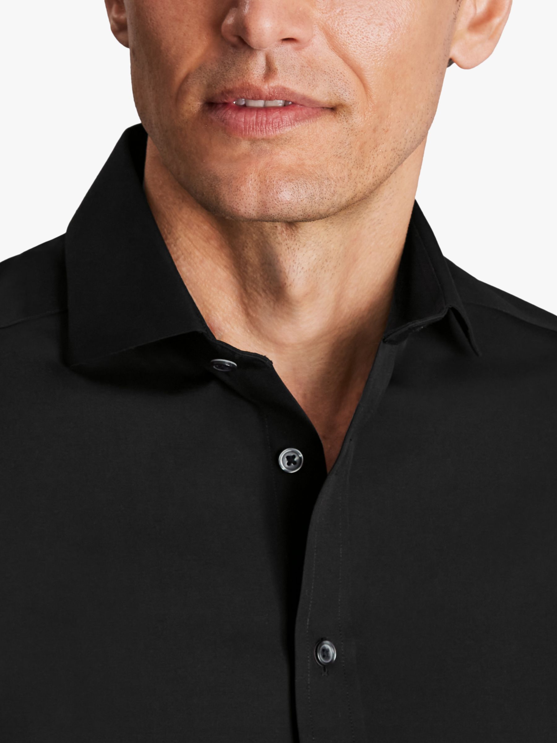 Charles Tyrwhitt Cutaway Collar Non-Iron Poplin Slim Fit Shirt, Black, 14.5 33
