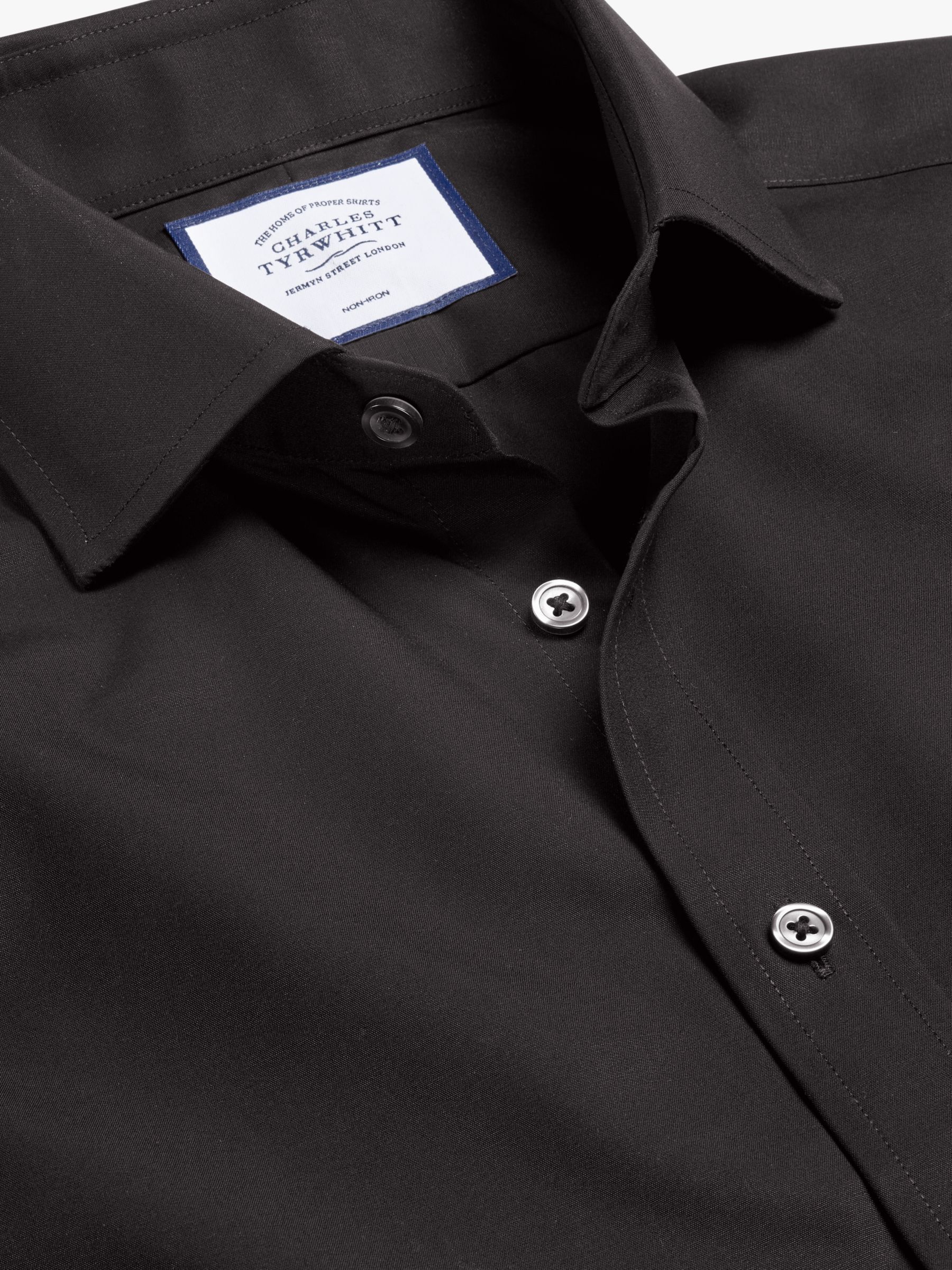 Charles Tyrwhitt Cutaway Collar Non-Iron Poplin Slim Fit Shirt, Black ...