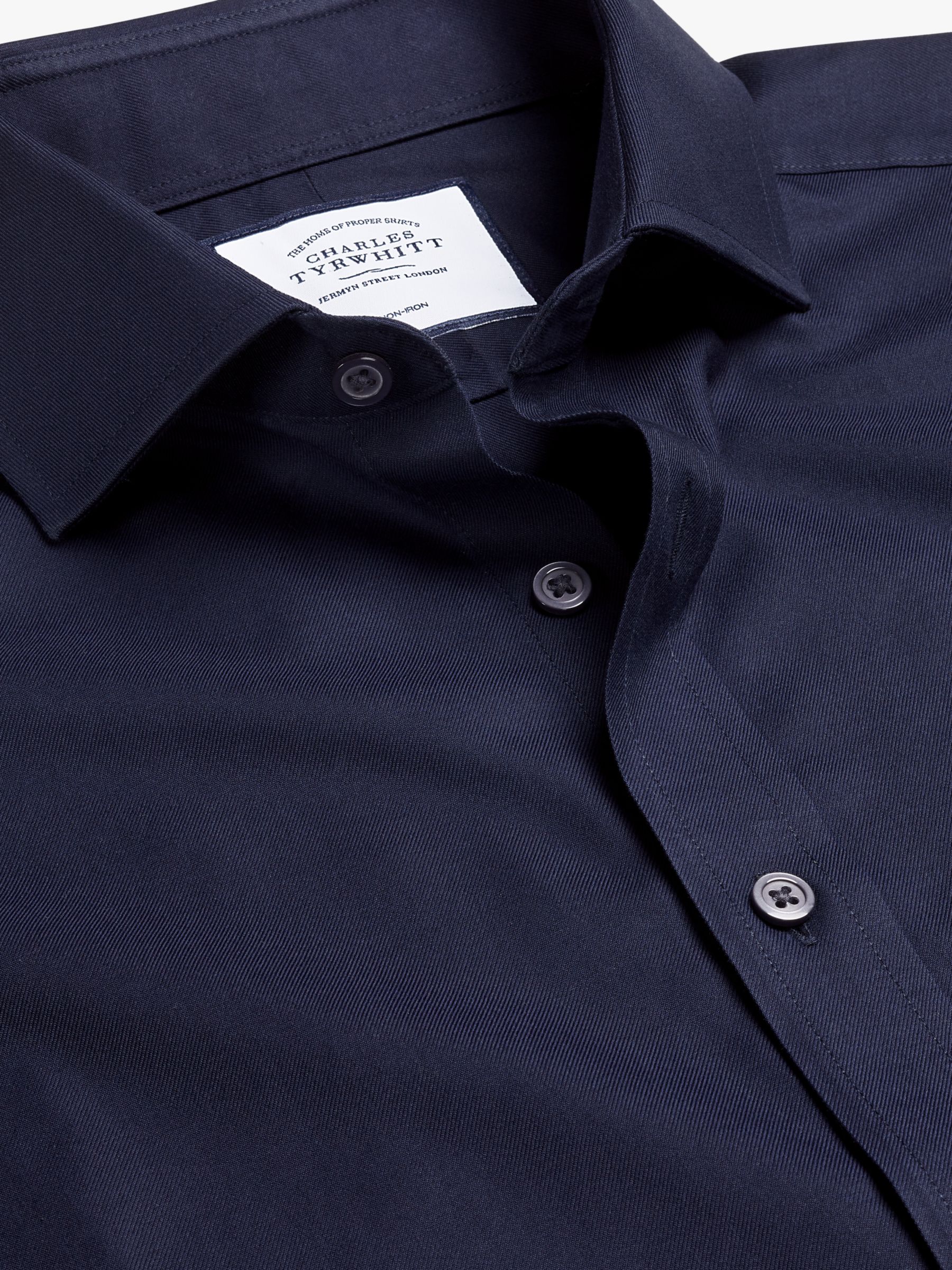 Charles Tyrwhitt Cutaway Collar Non-Iron Twill Slim Fit Shirt, Navy at ...