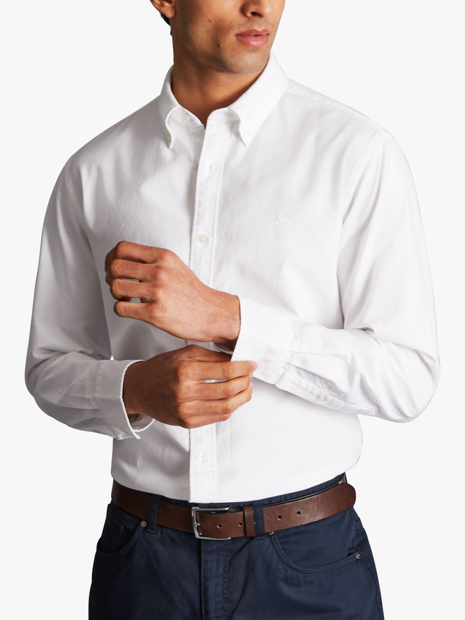 Charles Tyrwhitt Slim Fit Button-Down Collar Washed Oxford Shirt, White ...