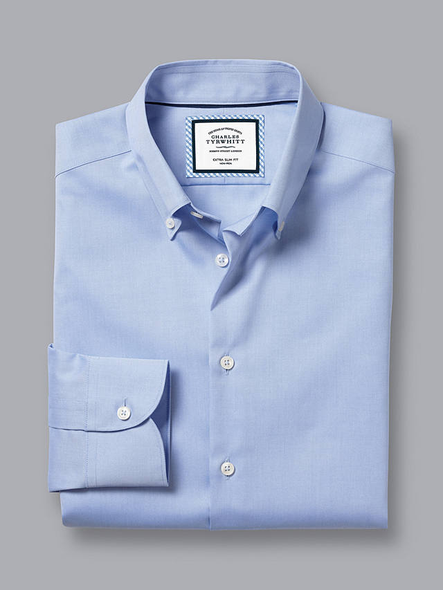 Charles Tyrwhitt Button-Down Collar Non-Iron Slim Fit Shirt, Sky Blue