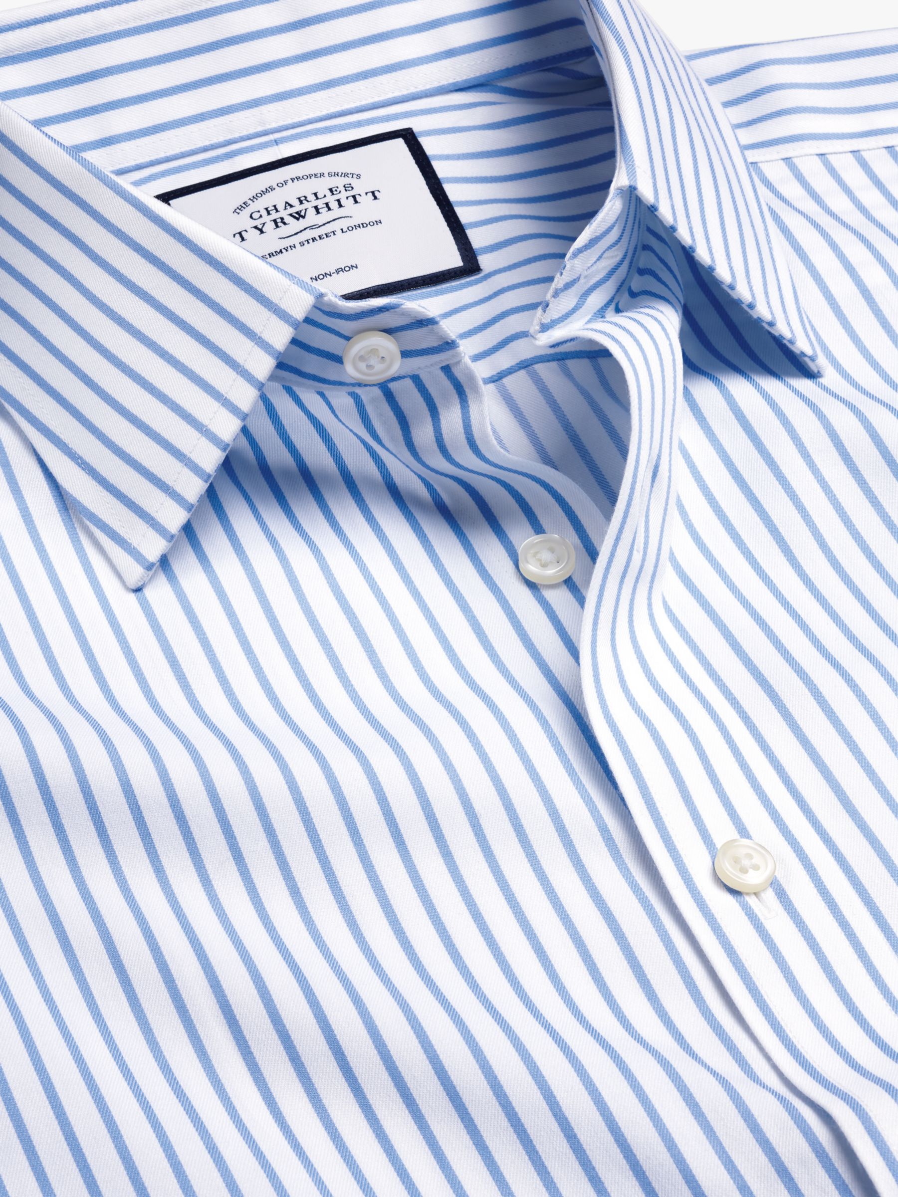 Charles Tyrwhitt Classic Collar Non-Iron Twill Stripe Slim Fit Shirt at ...
