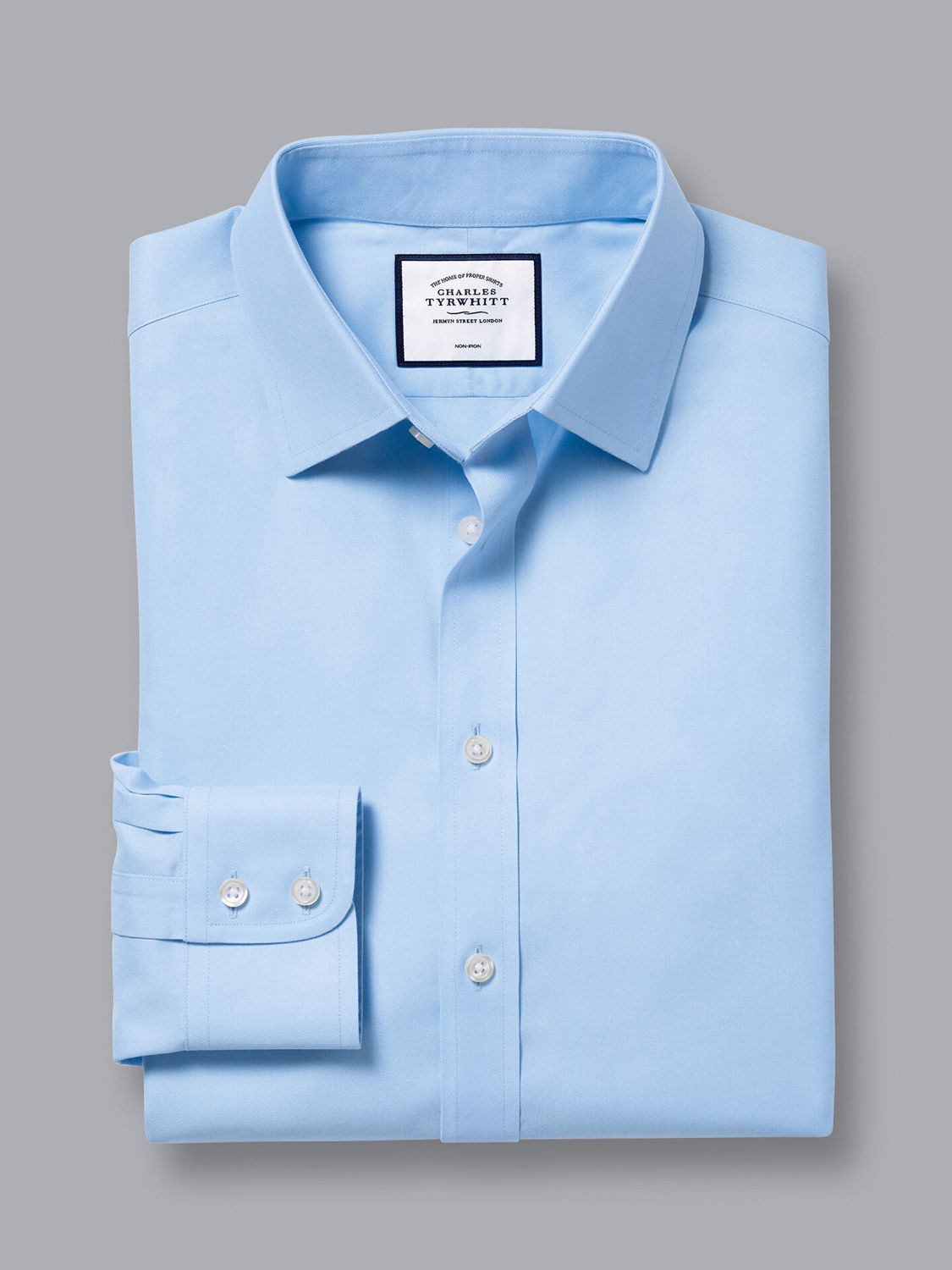 Charles Tyrwhitt Classic Collar Non-Iron Twill Slim Fit Shirt, Sky Blue ...