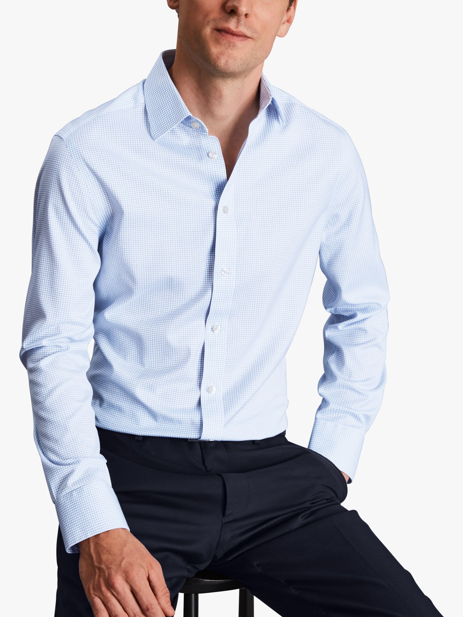 Charles Tyrwhitt Classic Collar Non-Iron Twill Mini Grid Slim Fit Shirt ...