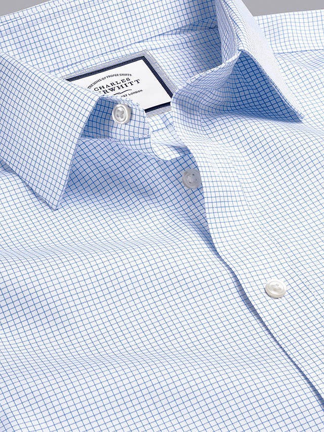 Charles Tyrwhitt Classic Collar Non-Iron Twill Mini Grid Slim Fit Shirt, Cornflower Blue