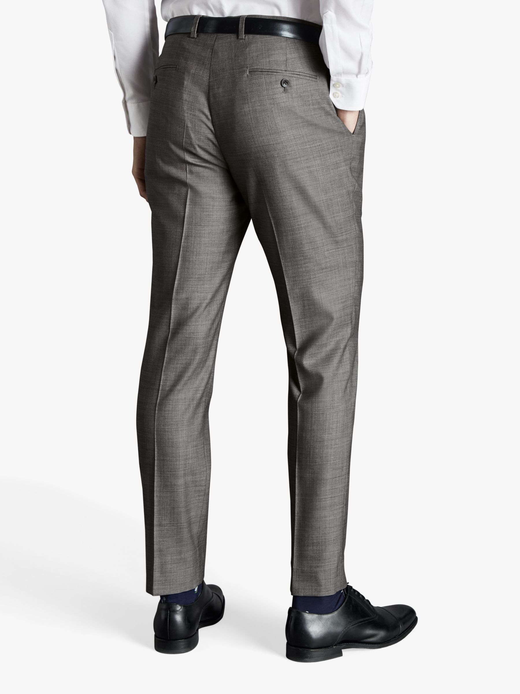 Charles Tyrwhitt Slim Fit Sharkskin Suit Trousers, Light Grey at John ...