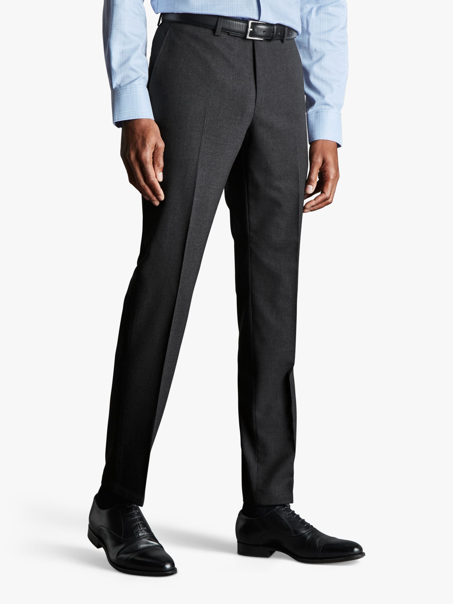 Charles Tyrwhitt Slim Fit Ultimate Suit Trousers, Charcoal Grey at John ...