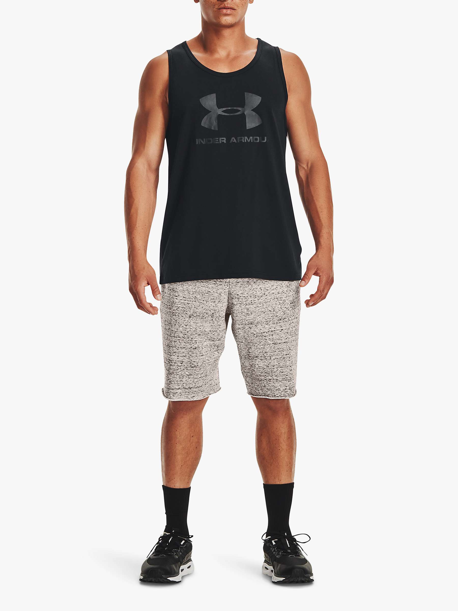 Under Armour Mens Sportstyle Logo Vest White Sports Gym Breathable Lightweight 
