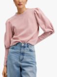 Mango Anita Puff Sleeve Sweatshirt, Pastel Pink