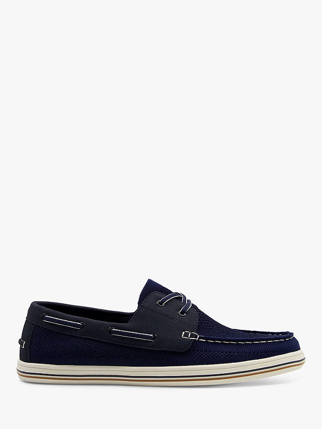 Dune Burnner Knitted Boat Shoes, Navy-fabric