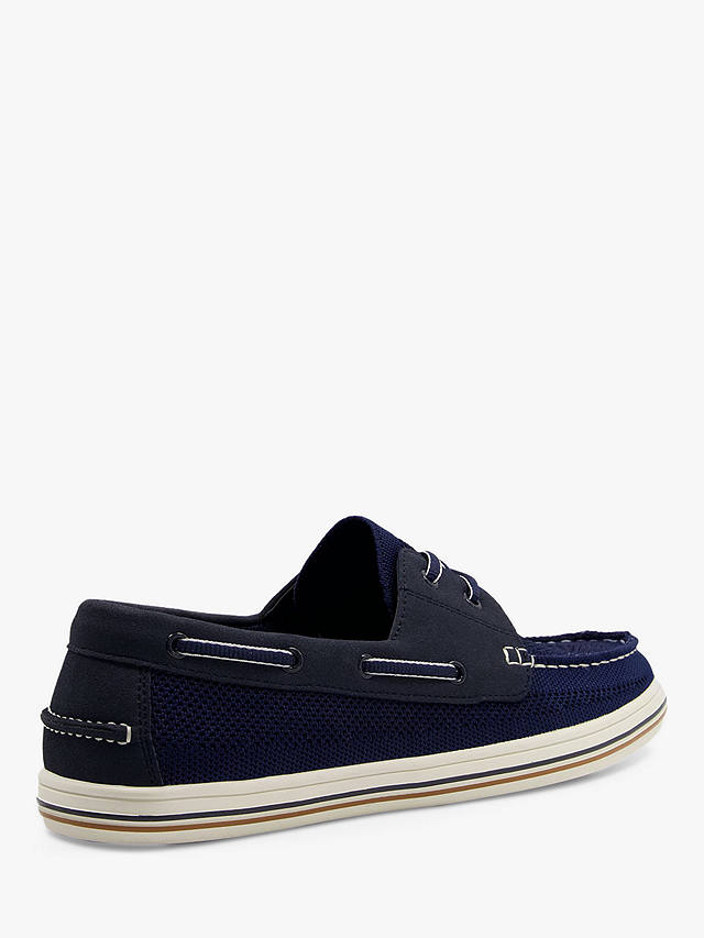 Dune Burnner Knitted Boat Shoes, Navy-fabric