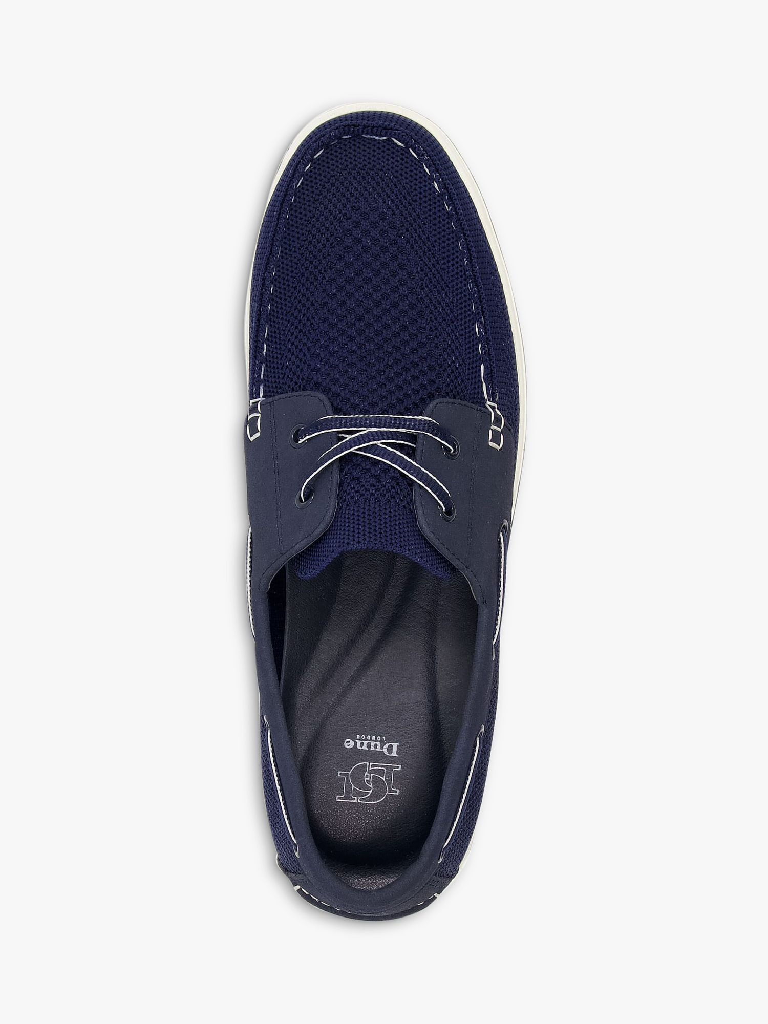 Dune Burnner Knitted Boat Shoes, Navy-fabric at John Lewis & Partners