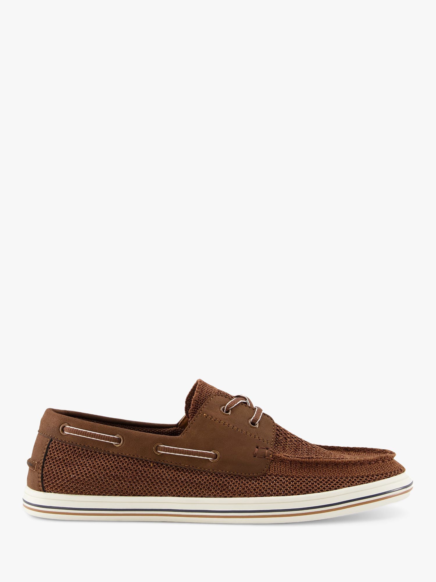 Dune Burnner Knitted Boat Shoes, Tan-fabric at John Lewis & Partners