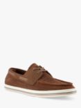 Dune Burnner Knitted Boat Shoes, Tan-fabric