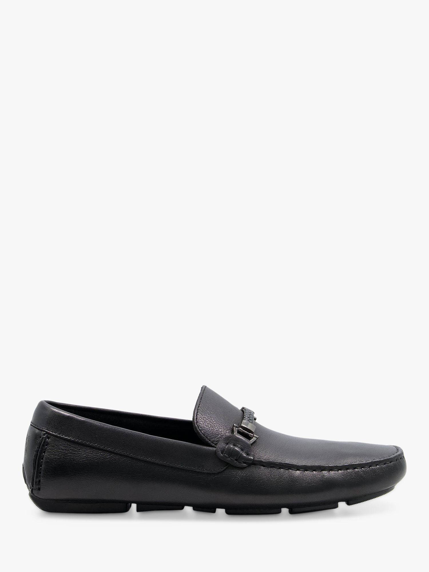 Dune Beacons Leather Loafers, Black at John Lewis & Partners