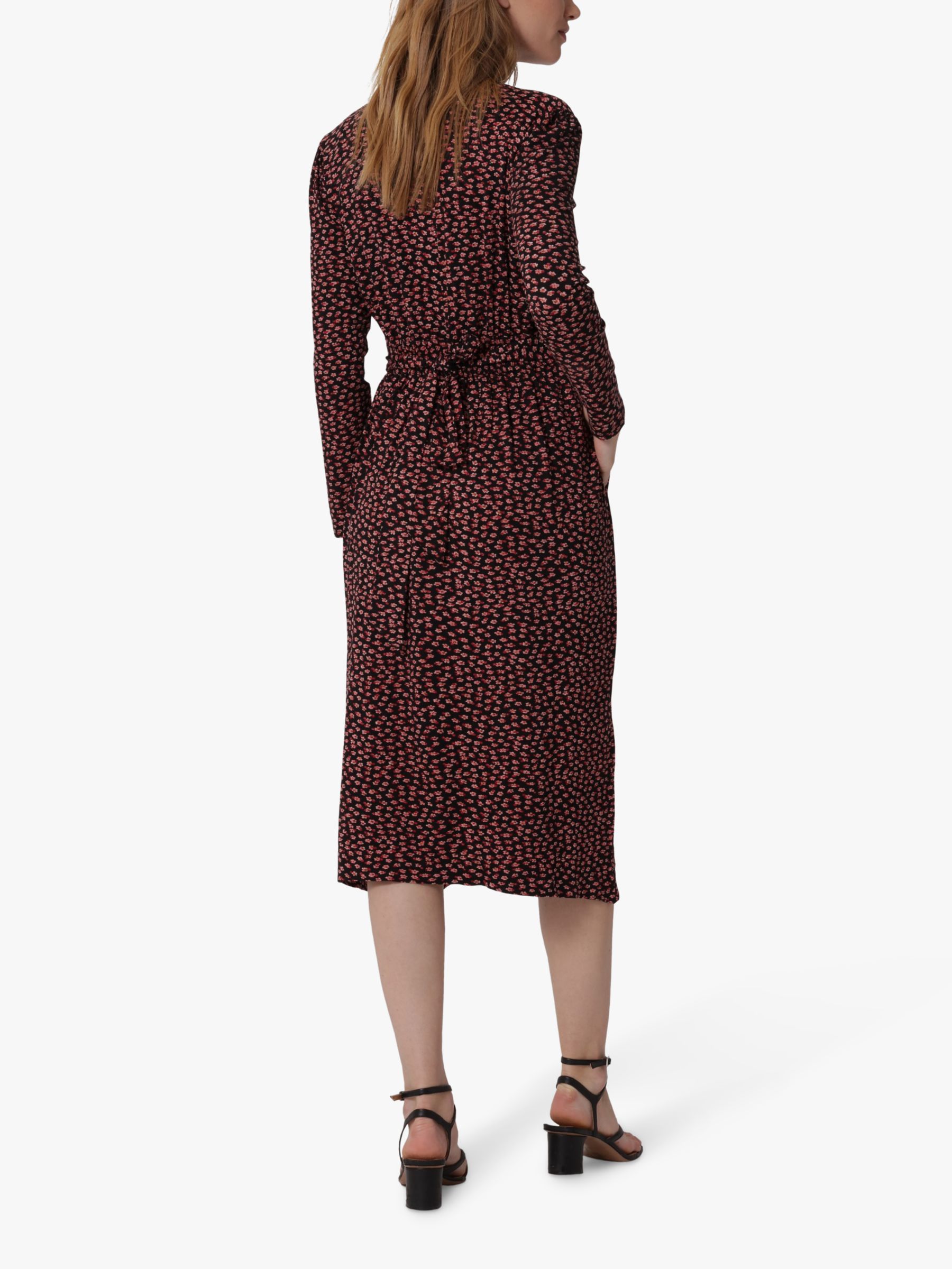 Noa Noa Floral Print Midi Jersey Dress, Black/Red at John Lewis & Partners