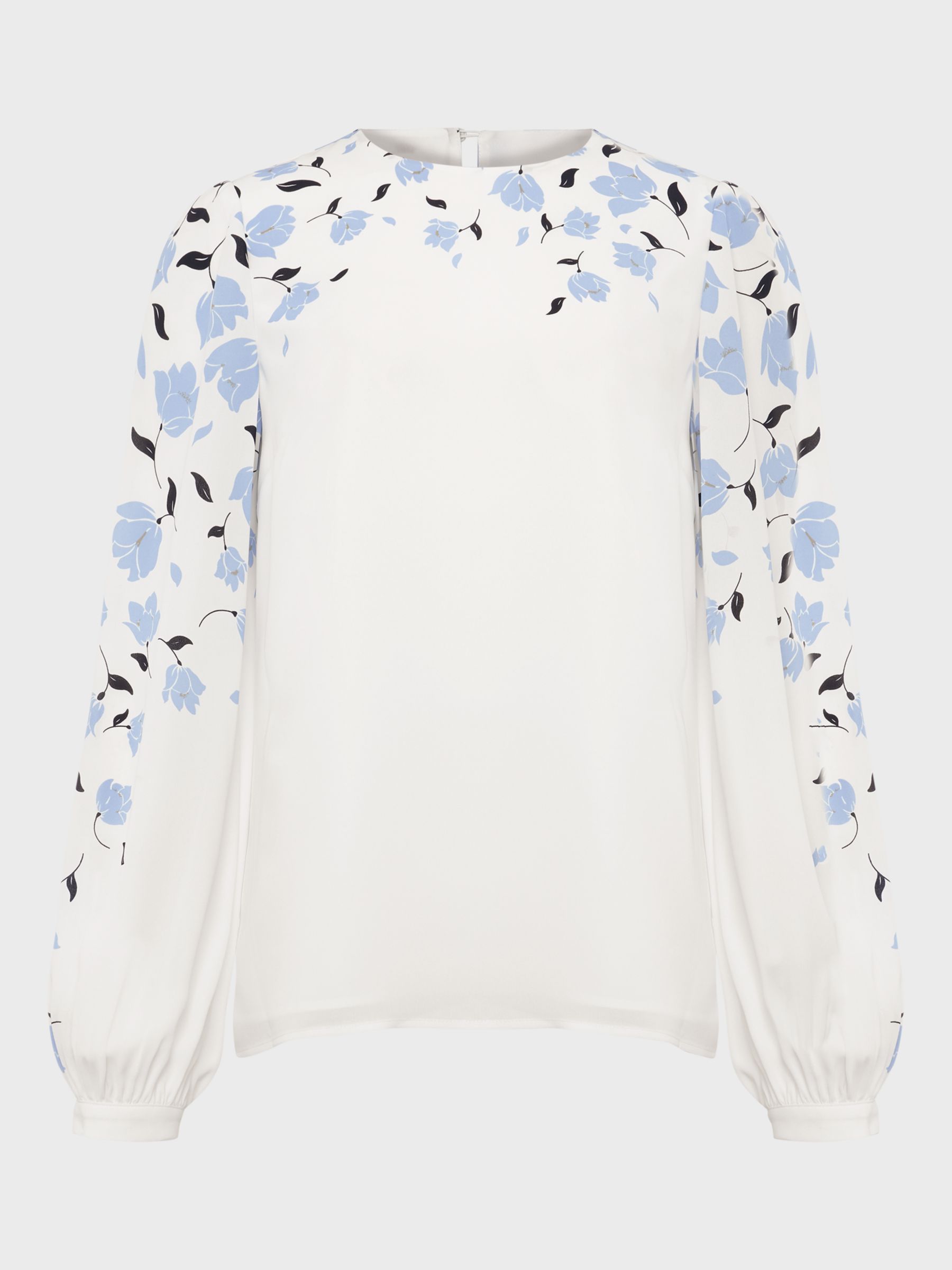 Buy Hobbs Zoey Floral Placement Print Blouse, Ivory/Blue Online at johnlewis.com