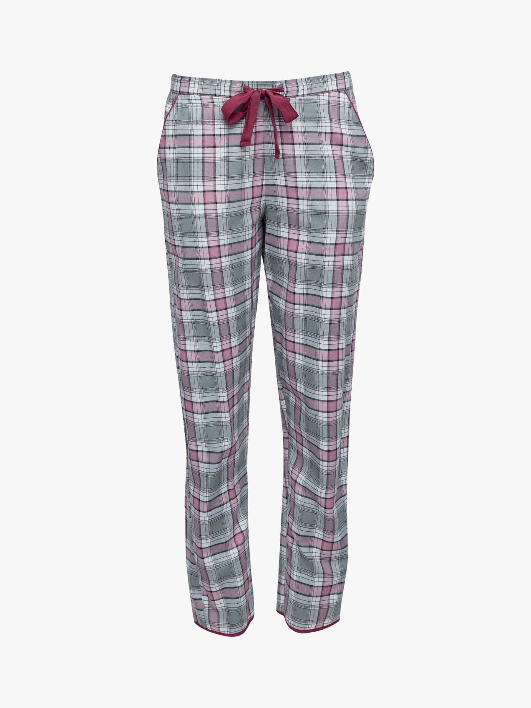 Cyberjammies Jessica Check Bottom Pyjama Set, Pink/Grey at John Lewis ...