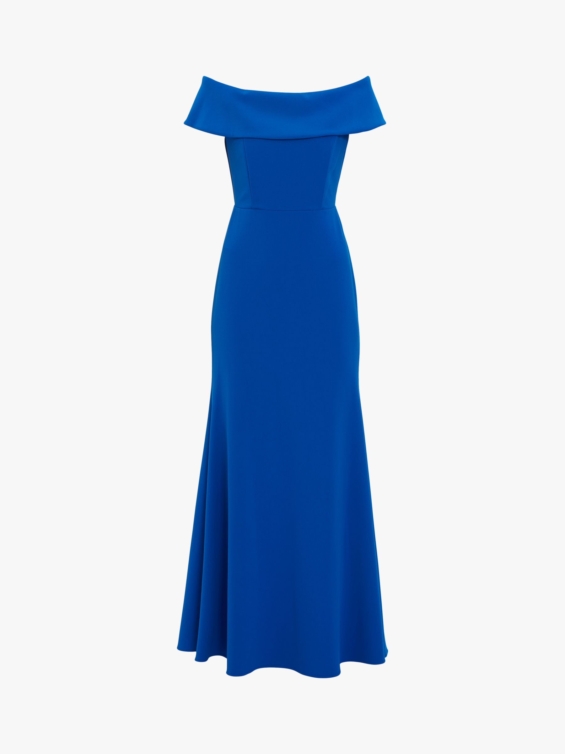 Gina Bacconi Lauran Crepe Off The Shoulder Maxi Dress, Blue, 8