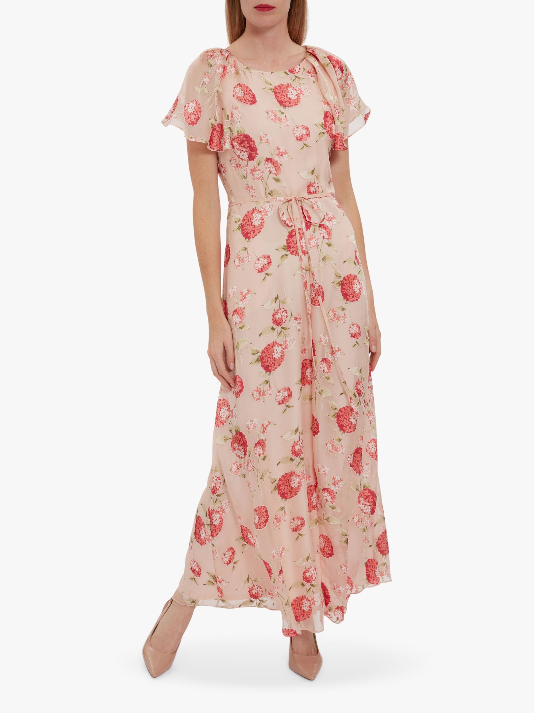 Gina Bacconi Ismeni Floral Print Maxi Dress, Pink, 8