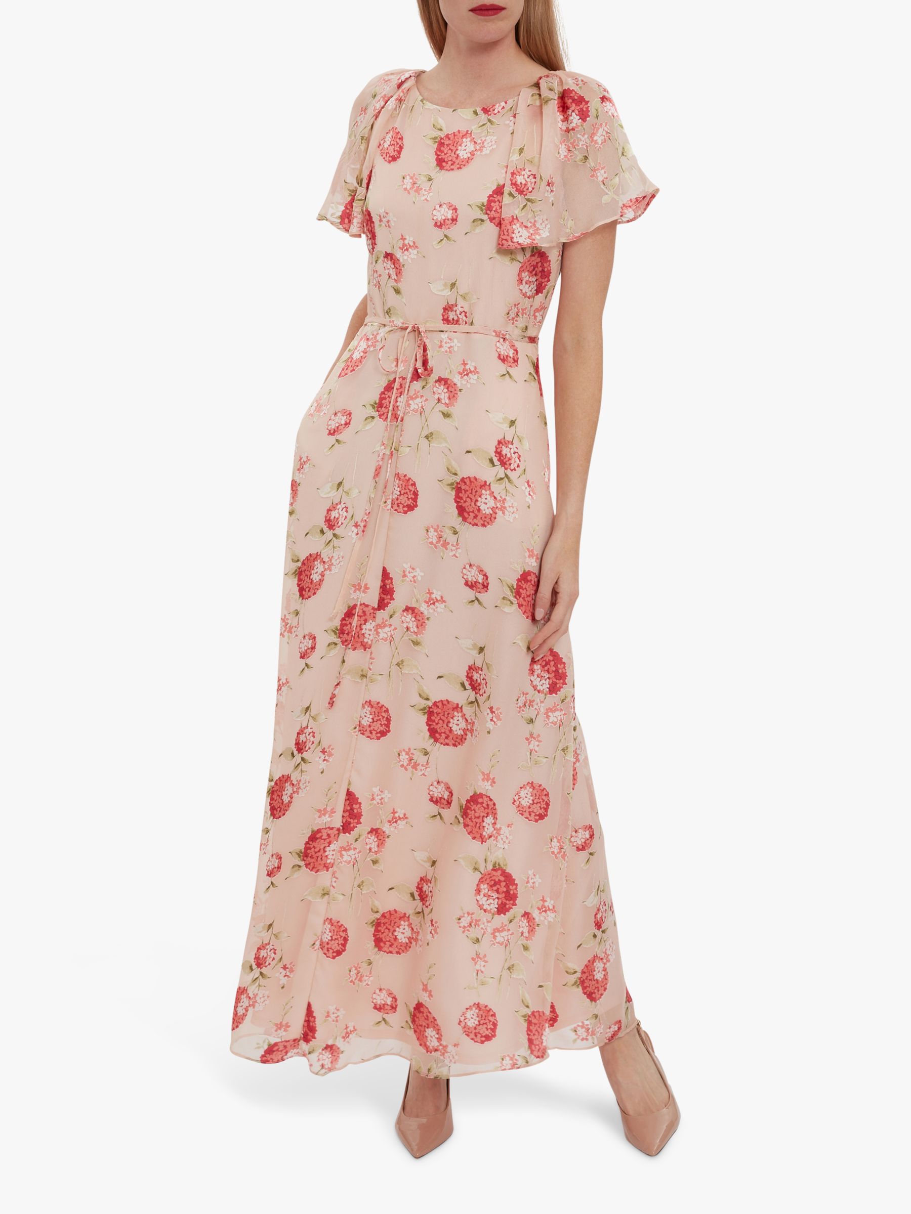 Gina Bacconi Ismeni Floral Print Maxi Dress, Pink at John Lewis & Partners