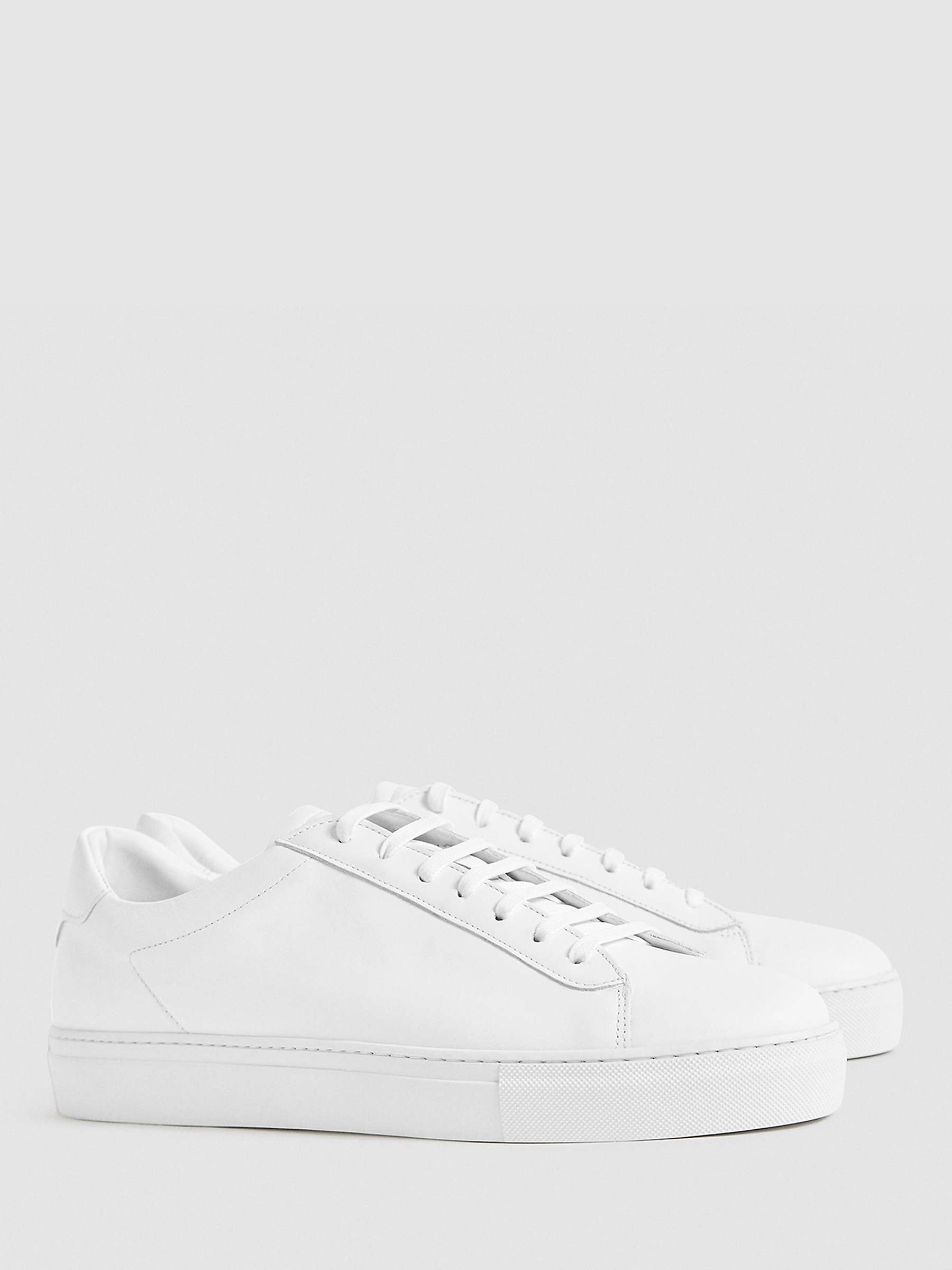 Reiss Finley Leather Trainers, White at John Lewis & Partners