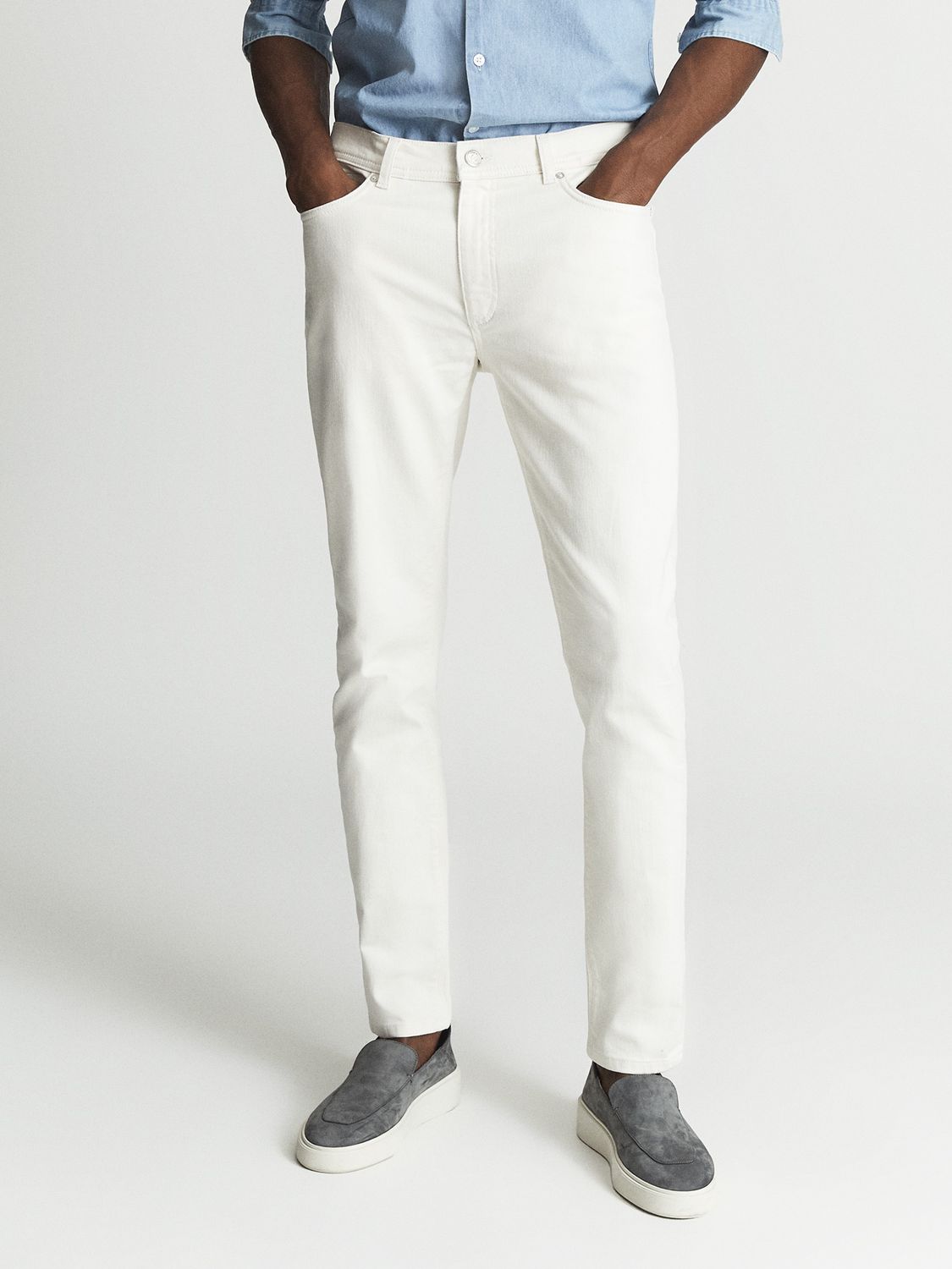 Reiss Santorini Slim Fit Jeans, Ecru at John Lewis & Partners