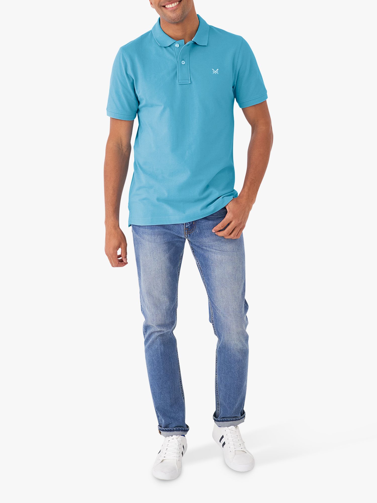 Crew Clothing Classic Pique Polo Shirt Chambray Blue At John Lewis And Partners