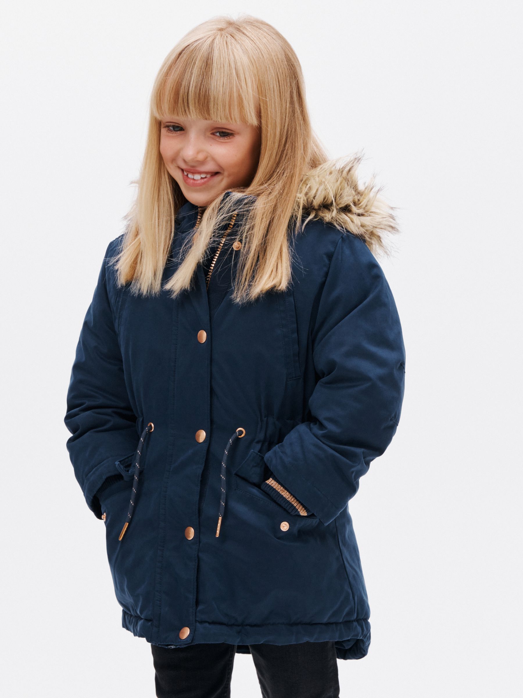 Girls John Lewis Navy Duffle Hooded Dress Coat Kids Jacket Age 2 to 12 Years New 