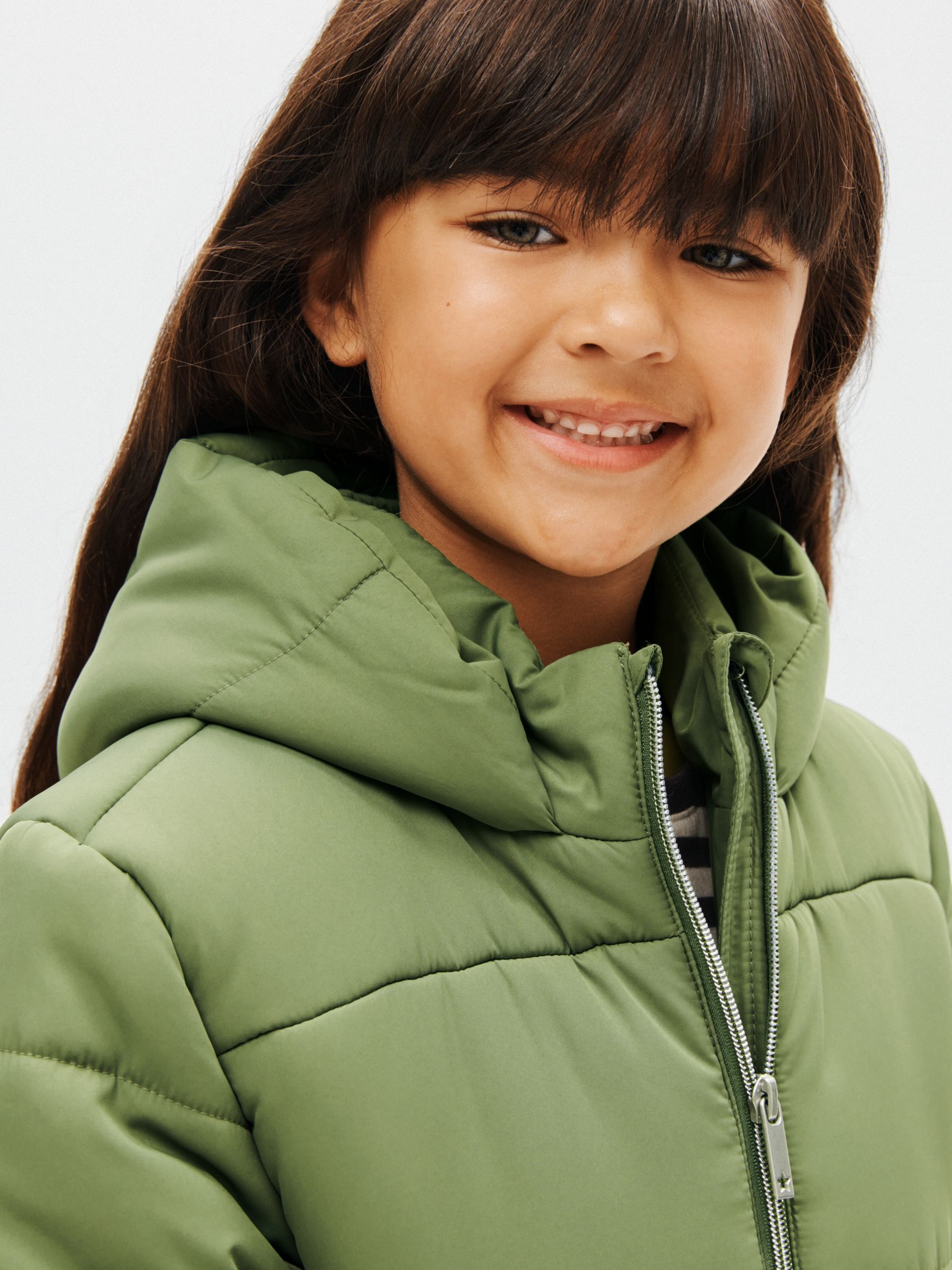 John Lewis Kids' Plain Cocoon Shower Resistant Coat, Green at John