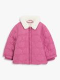 John Lewis Baby Heart Quilted Water Resistant Jacket, Pink