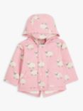 John Lewis Baby Borg Lined Sheep Shower Resistant Rain Coat, Pink