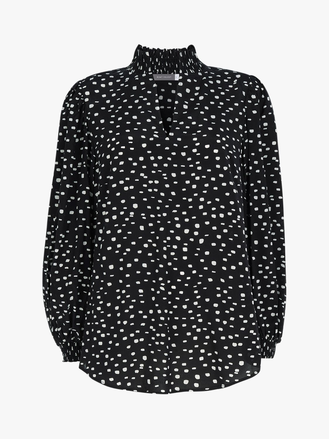 Mint Velvet Polka Dot Print Blouse, Black/Multi