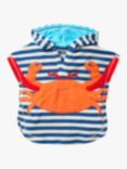 Mini Boden Baby Crab Stripe Towelling Poncho, Blue/Ivory