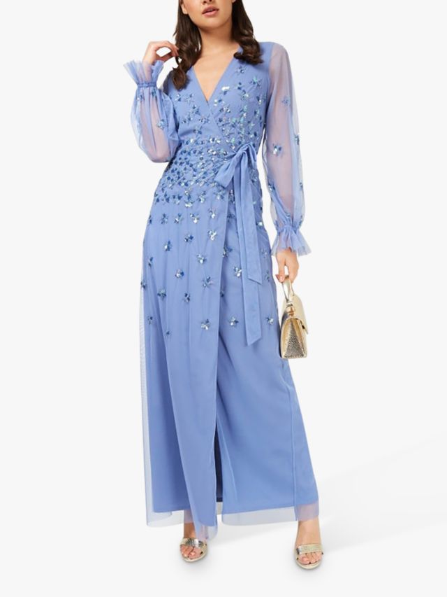 Blue embellished hot sale maxi dress