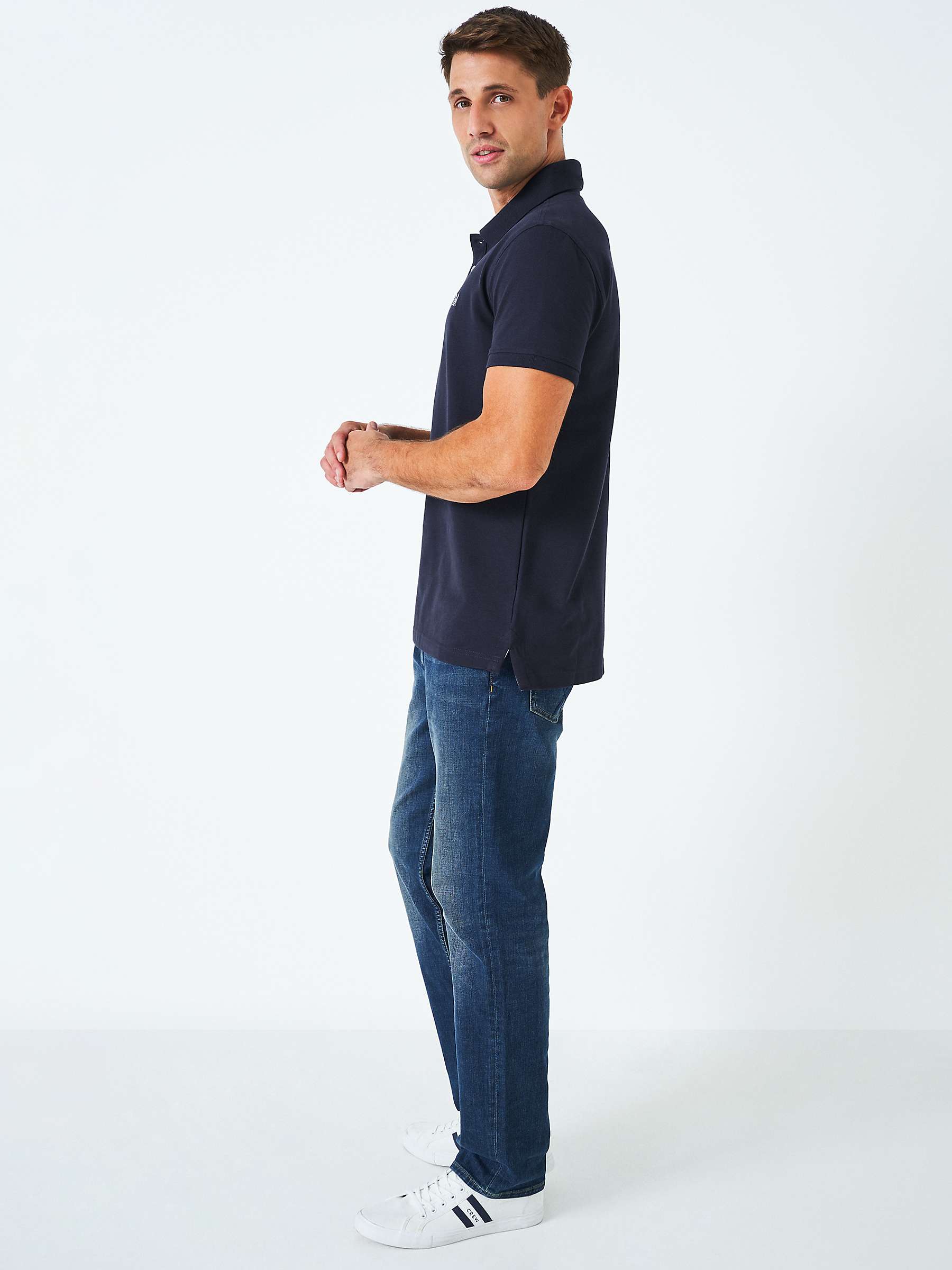 Buy Crew Clothing Stretch Pique Polo Shirt, Navy Blue Online at johnlewis.com