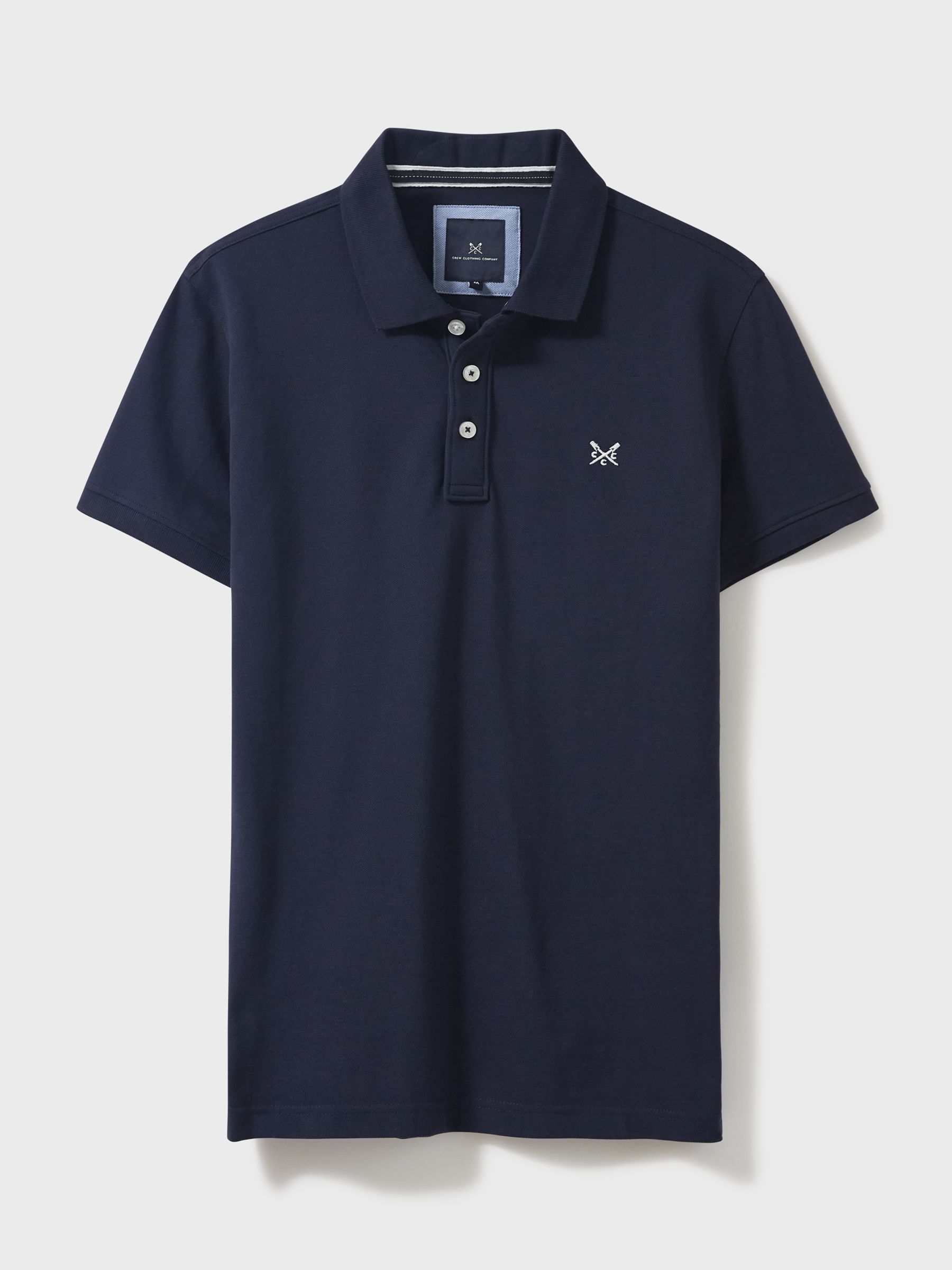 Crew Clothing Stretch Pique Polo Shirt, Navy Blue at John Lewis & Partners