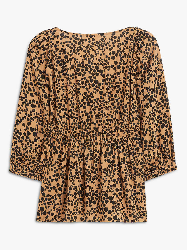 John Lewis ANYDAY Heart Animal Print Square Neck Puff Sleeve Top ...