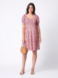 Seraphine Roxie Shirred Floral Print Maternity Dress, Pink