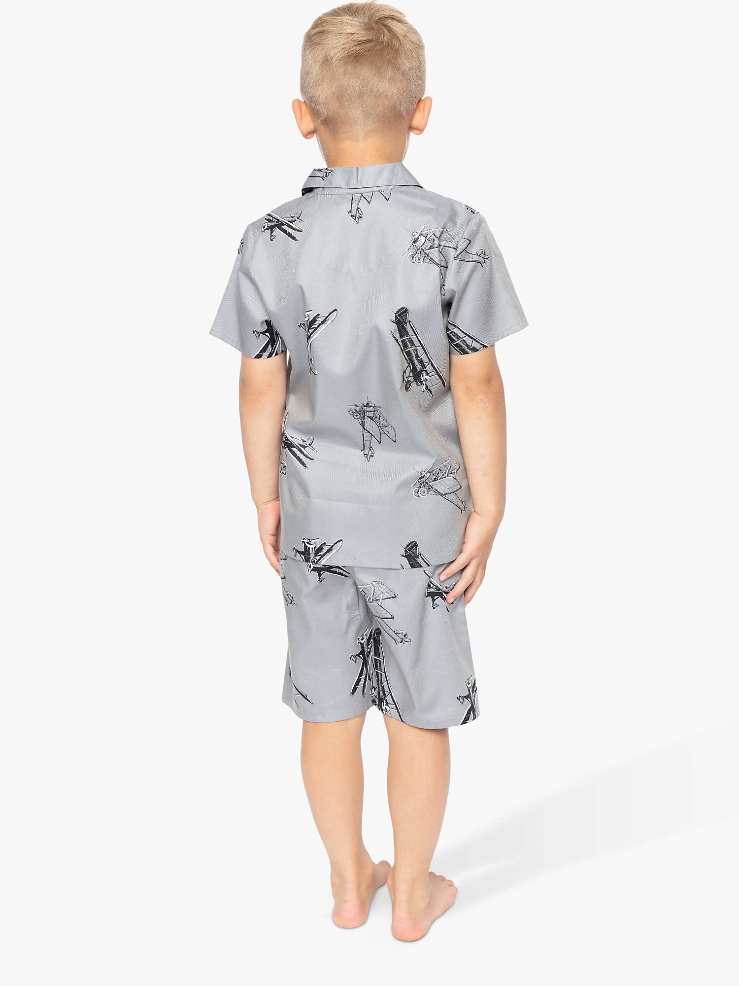 Buy Cyberjammies Kids' Samuel Plane Print Shortie Pyjamas, Grey Online at johnlewis.com