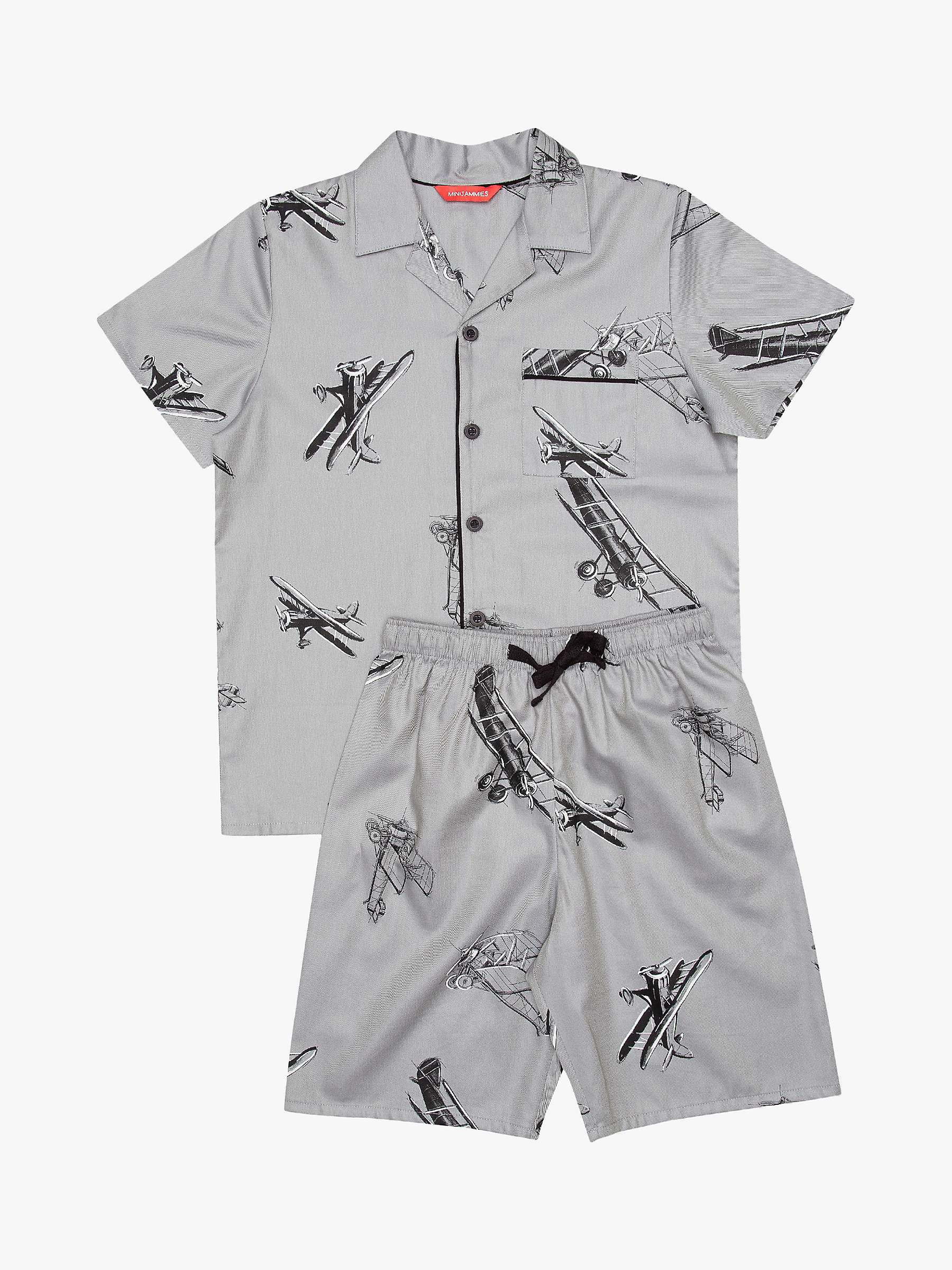 Buy Cyberjammies Kids' Samuel Plane Print Shortie Pyjamas, Grey Online at johnlewis.com