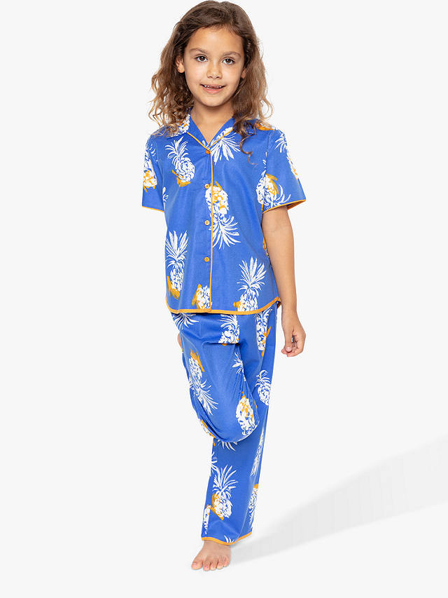 Cyberjammies Kids' Sierra Pineapple Print Pyjama Set, Blue