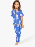 Cyberjammies Kids' Sierra Pineapple Print Pyjama Set, Blue